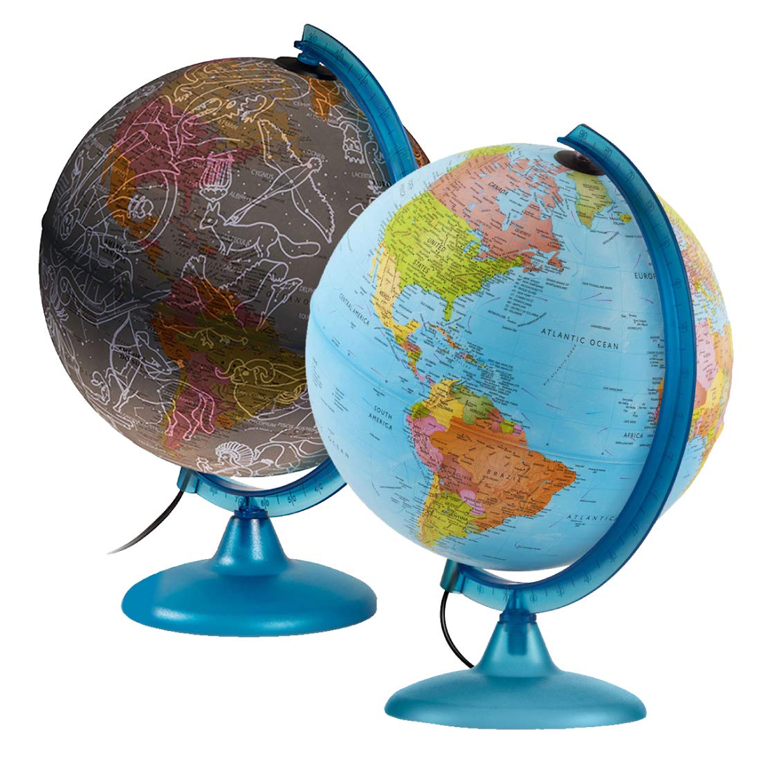 Waypoint Geographic Earth & Sky 2-in-1 Globe, 10" Illuminated Exploration World Globe with ON/OFF Dual Map Cartography, Desktop Globe