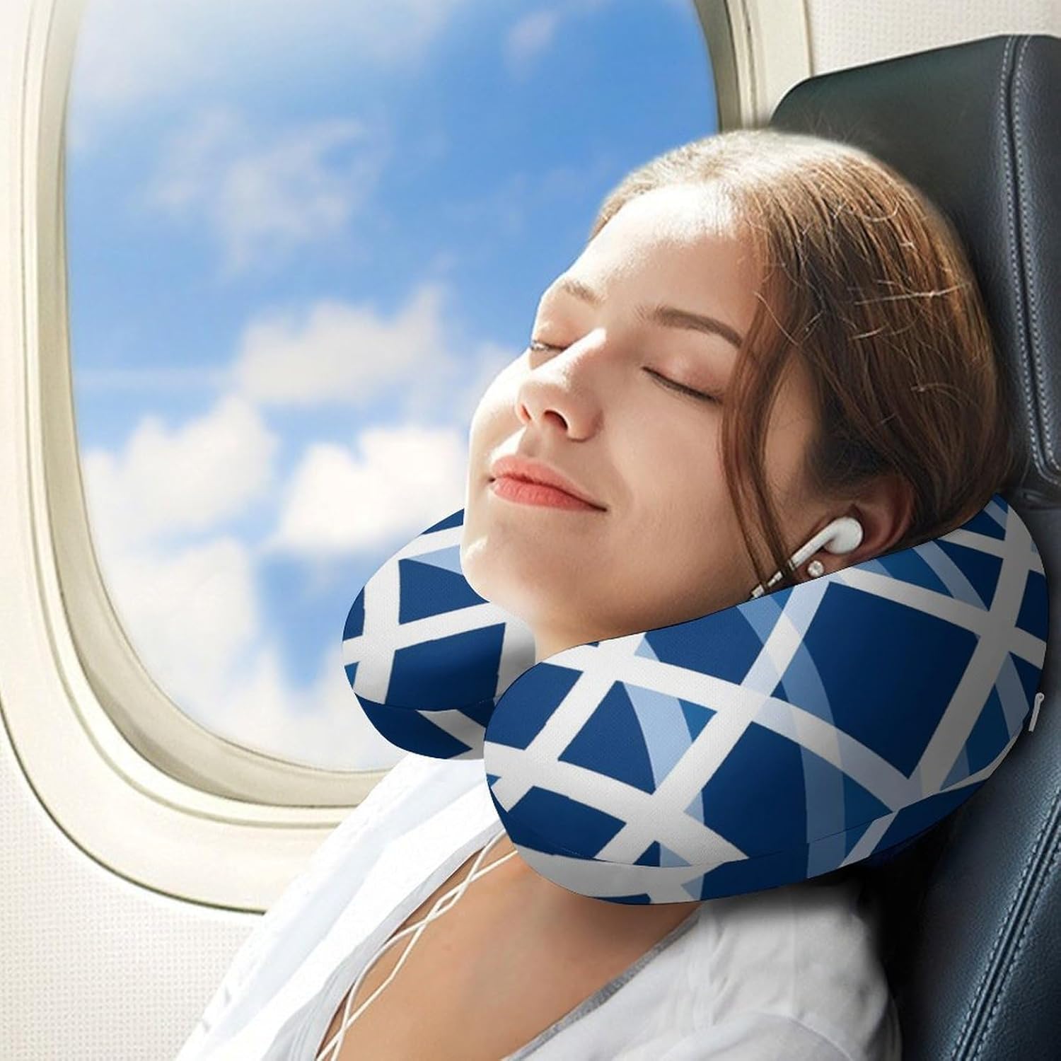 Scottish Tartan Plaid U Shaped Neck Pillow Portable Travel Airplane Headrest Pillow Lightweight Support Pillow Cushion