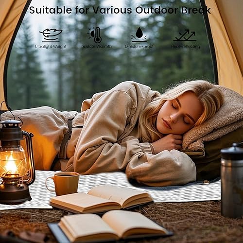 Miniatura 6 de Colchoneta de espuma para dormir, de celda cerrada, ligera, portátil, a prueba de humedad, ultraligera, colchón de campamento de 0.9 libras para