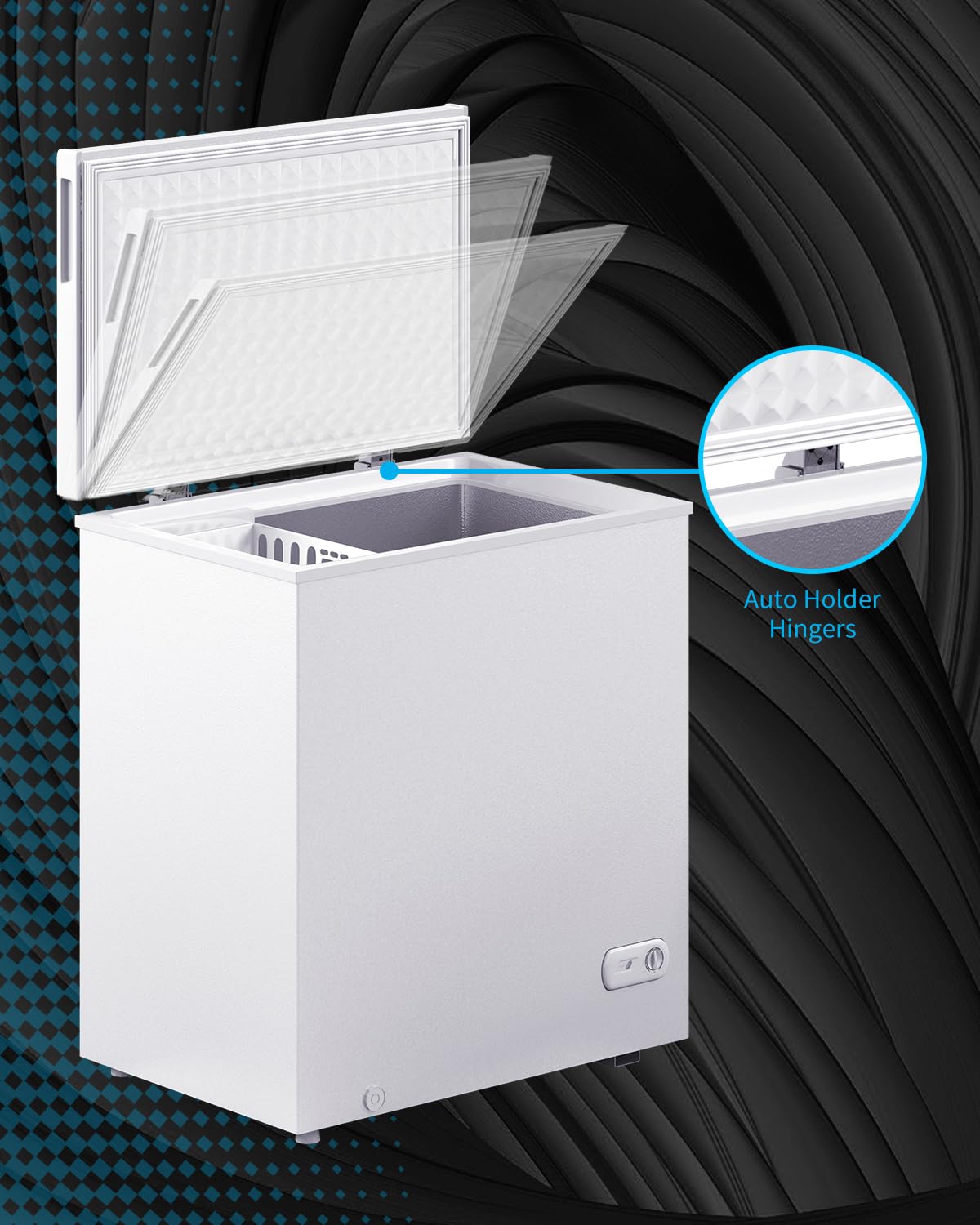 Muhub 5.0 Cu.Ft Chest Freezer,Deep Freezer with Removable Basket,Compact Freezer with Top Open Door, Adjustable Temperature, Low noise，Suitable for Kitchen Dorm Garage and Shed，Black on Fridge.com