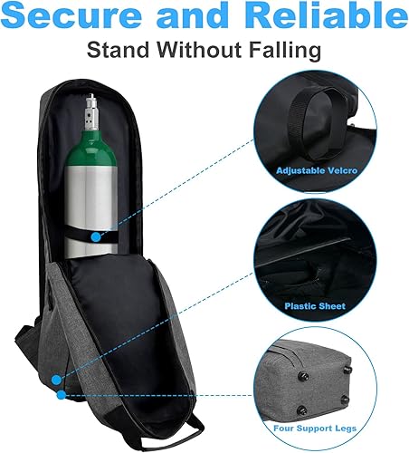 Miniatura 4 de Soporte portátil para mochila con tanque de oxígeno solo para tamaño D (M-15), cómoda mochila con cilindro de oxígeno médico con correas duraderas,