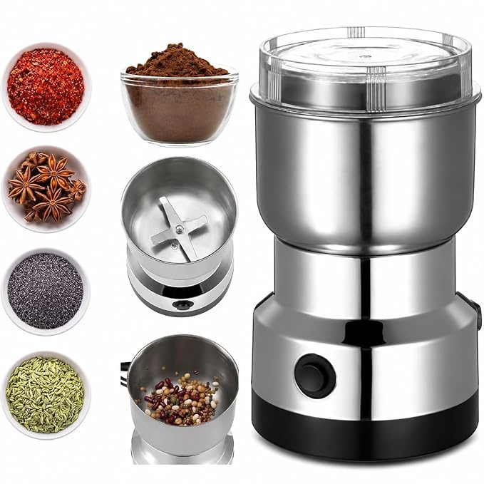 DHRUDEEP Nima Mixer Grinder Smash Machine Stainless Steel Multifunctional Electric Grinder & Chopper Dried Spice Hurbal Masala Coffee Beans, Nuts & Grains, Powerful Motor Blender (Steel)