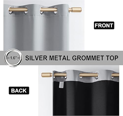 Miniatura 8 de Rutterllow - Cortinas 100% opacas, 2 paneles, aislamiento térmico, doble capa con forro negro para cocina, ojales superiores (42 x 63 pulgadas, gris