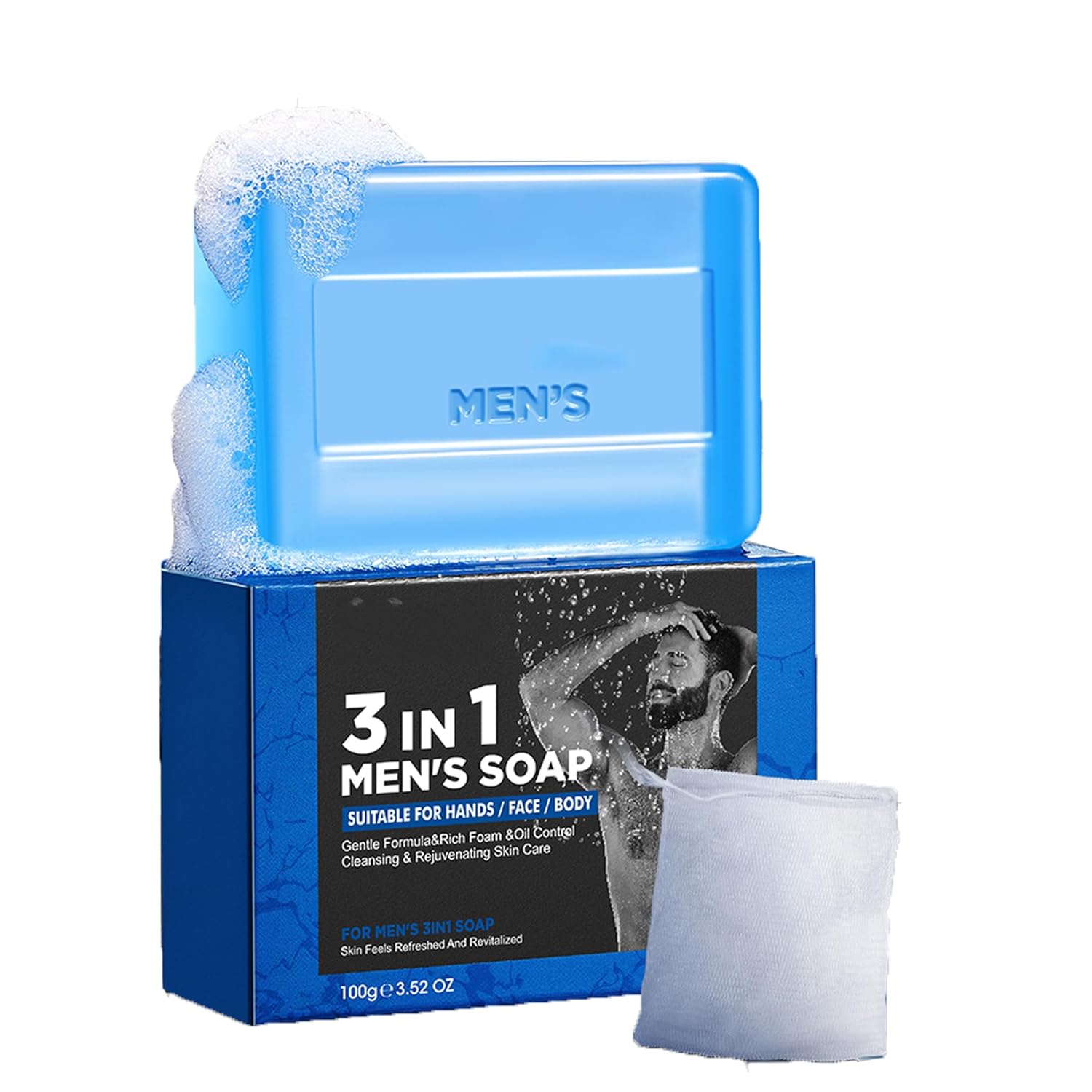 AKARY Natural Bar Soap for Men Made with Aloe Extract Witch Hazel Oil Control Cleansing Face Reduce Skin