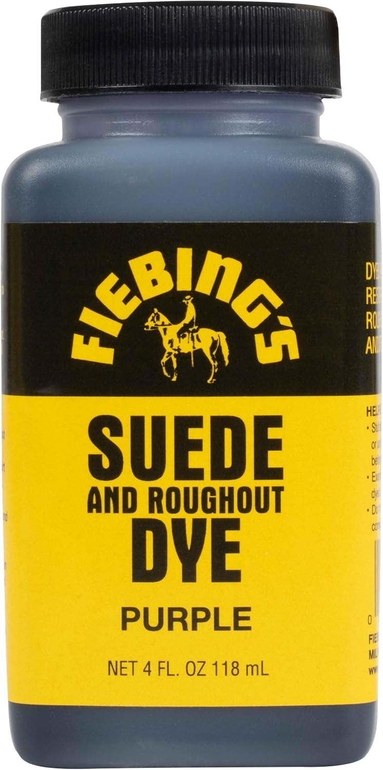 Fiebing's Black Suede Dye (4 oz) - Recolor, Brighten & Restore Suede & Roughout Leather Shoes, Furniture, Purse - Includes Wool Dauber for Easy Application - Flexible When Dry, Won't Crack or Peel