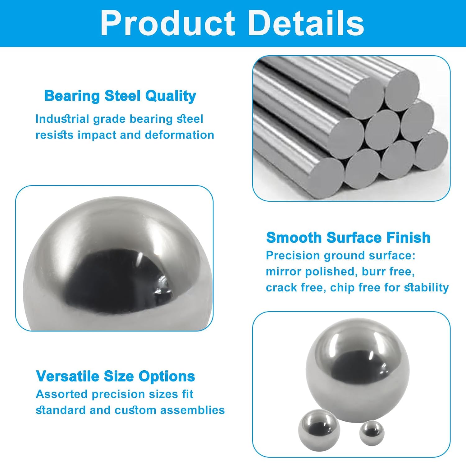  Carbon Steel Bearing Balls, 11mm, 60 Pack thumbnail