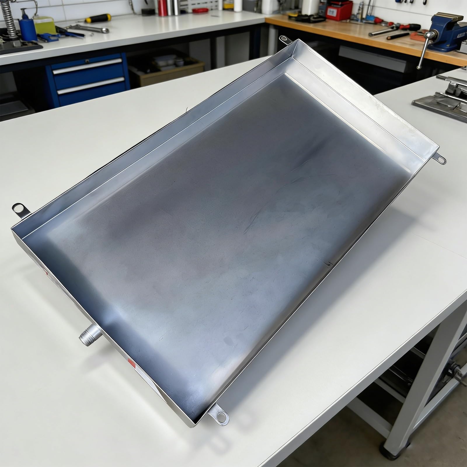 Vaschetta di scarico universale in acciaio inox, 61 x 50,8 cm, vassoio antigoccia multiuso per vasi da fiori, ciotole per animali domestici, scaldabagni e unità AC, raccogli-troppopieno portatile per