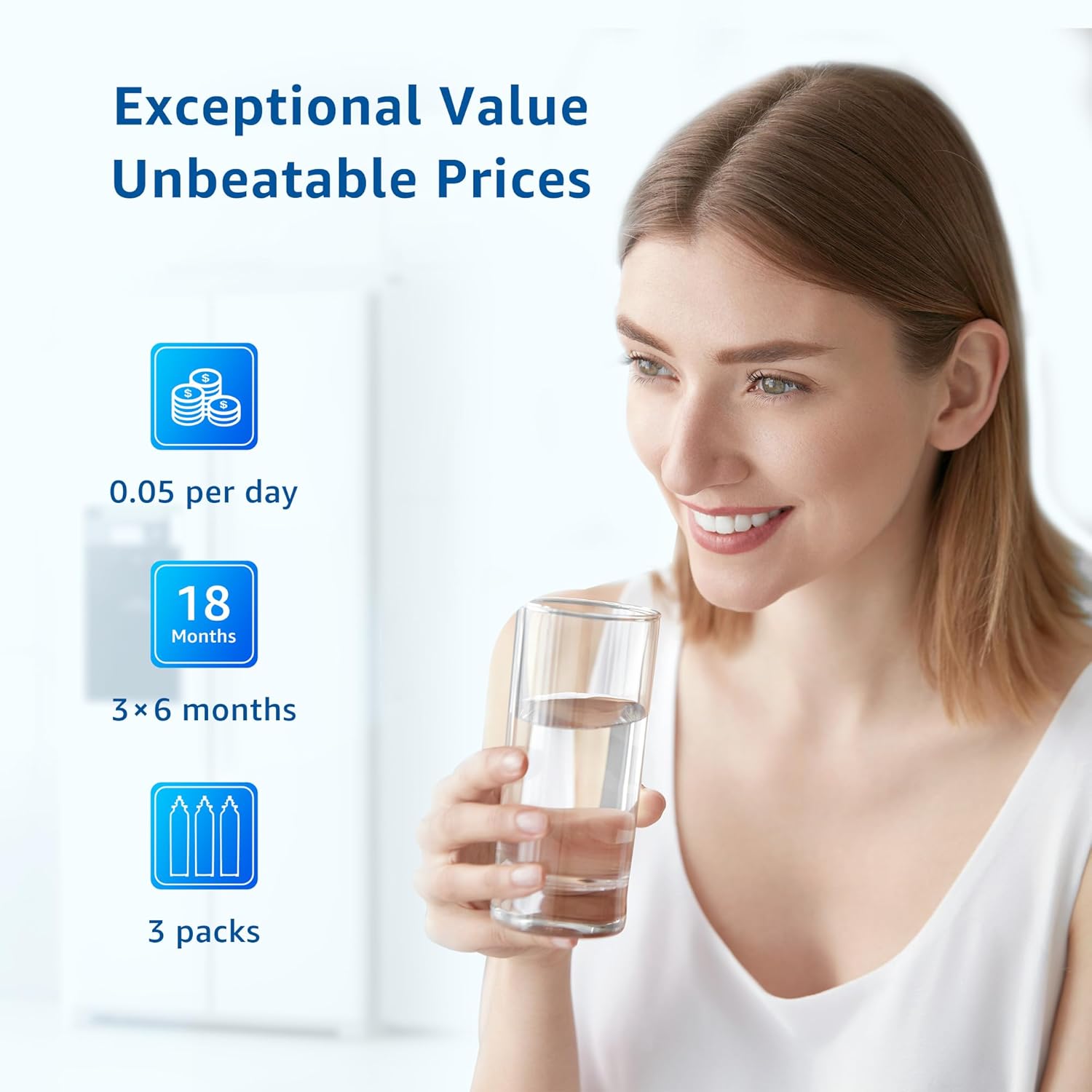 Filterlogic ADQ73613401 Refrigerator Water Filter, Replacement for LG® LT800P®, LT800PC, ADQ736134, ADQ73613402, LSXS26326S, LSXS26366S, LMXS30776S, LSXS26366D, LMXC23746S, 46-9490, 469490, Pack of 3