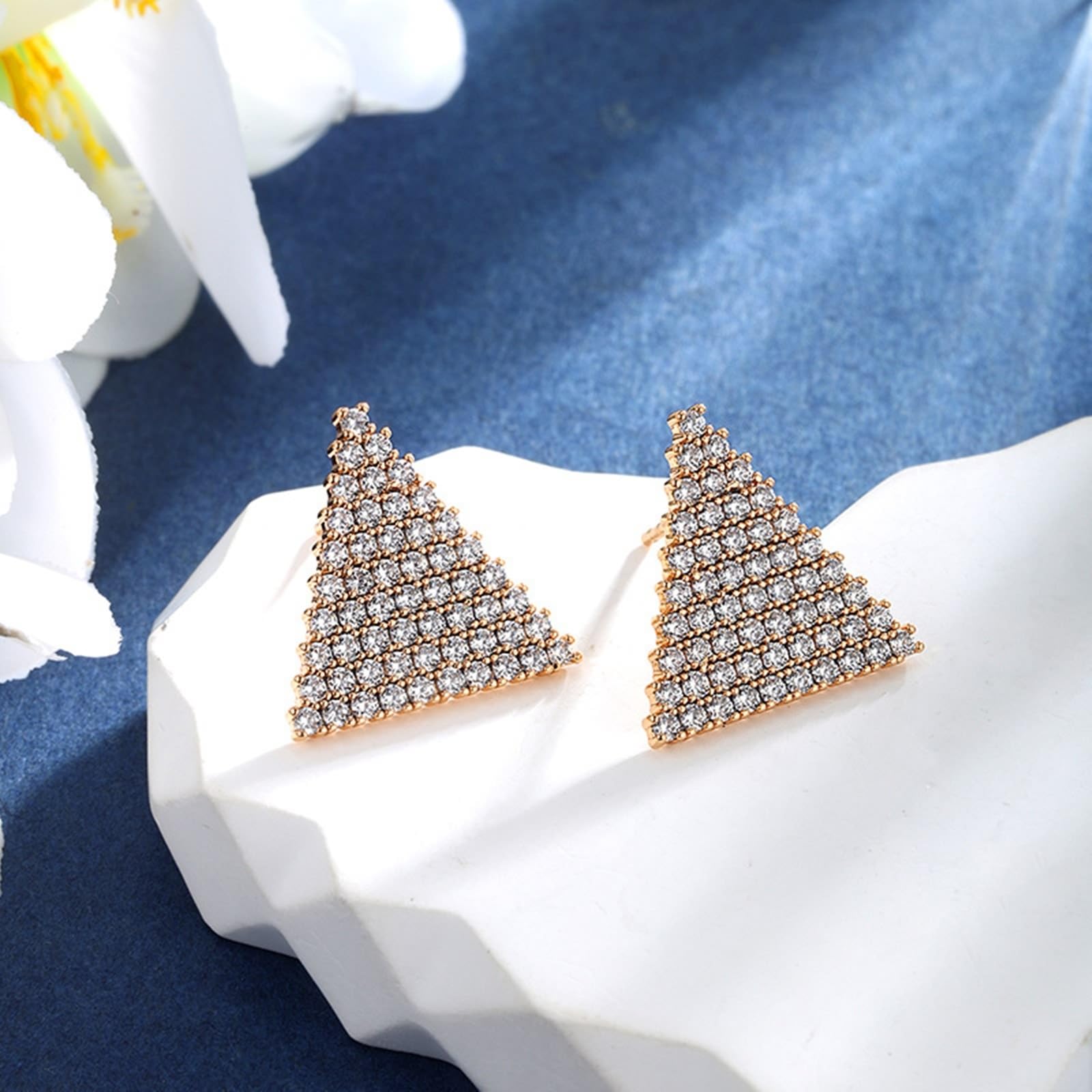 Ohrringe Gelbgold Au 375/585/750 Echt Gold Schmuck mit Moissanit Dreieck