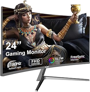 DJiEX 24 Inch Curved Gaming Computer Monitor 180hz FHD1080P Frameless Eye Care DisplayPort HDMI 250cd/m² Brightness 99% sR... Price In India