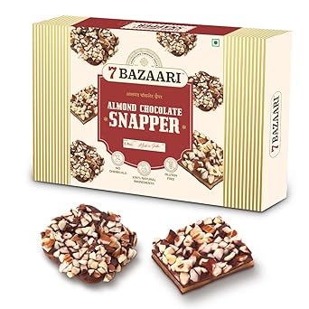 7 BAZAARI Almond Snapper – Perfect Blend of Crunchy Almonds and Rich Caramel, Premium Choco Gift Hamper | Chocolate & Nut Dryfruit Delicacy, Smooth Dark Choco- 6pcs (Pack Of 1) - image, photos