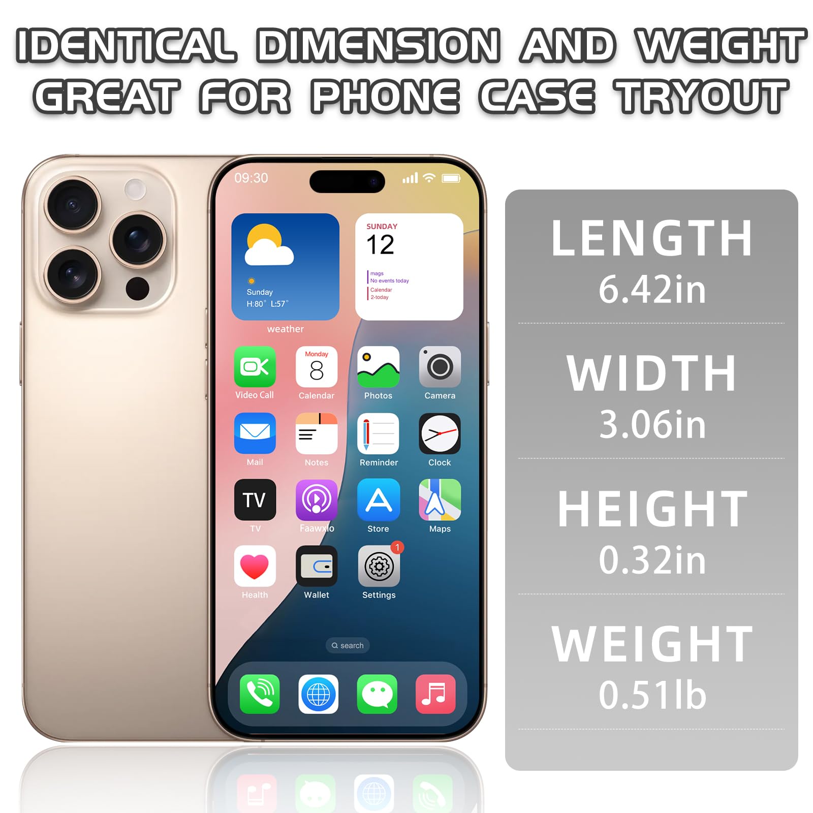 Dummy Fake Phone Model, Looks Like The RealPhone Compatible with Phone16 PM, for Cell Phone Store Display or Send a ToyPhone for Kids(16ProMax,Desert Titanium,The Screen is Printed with Patterns)