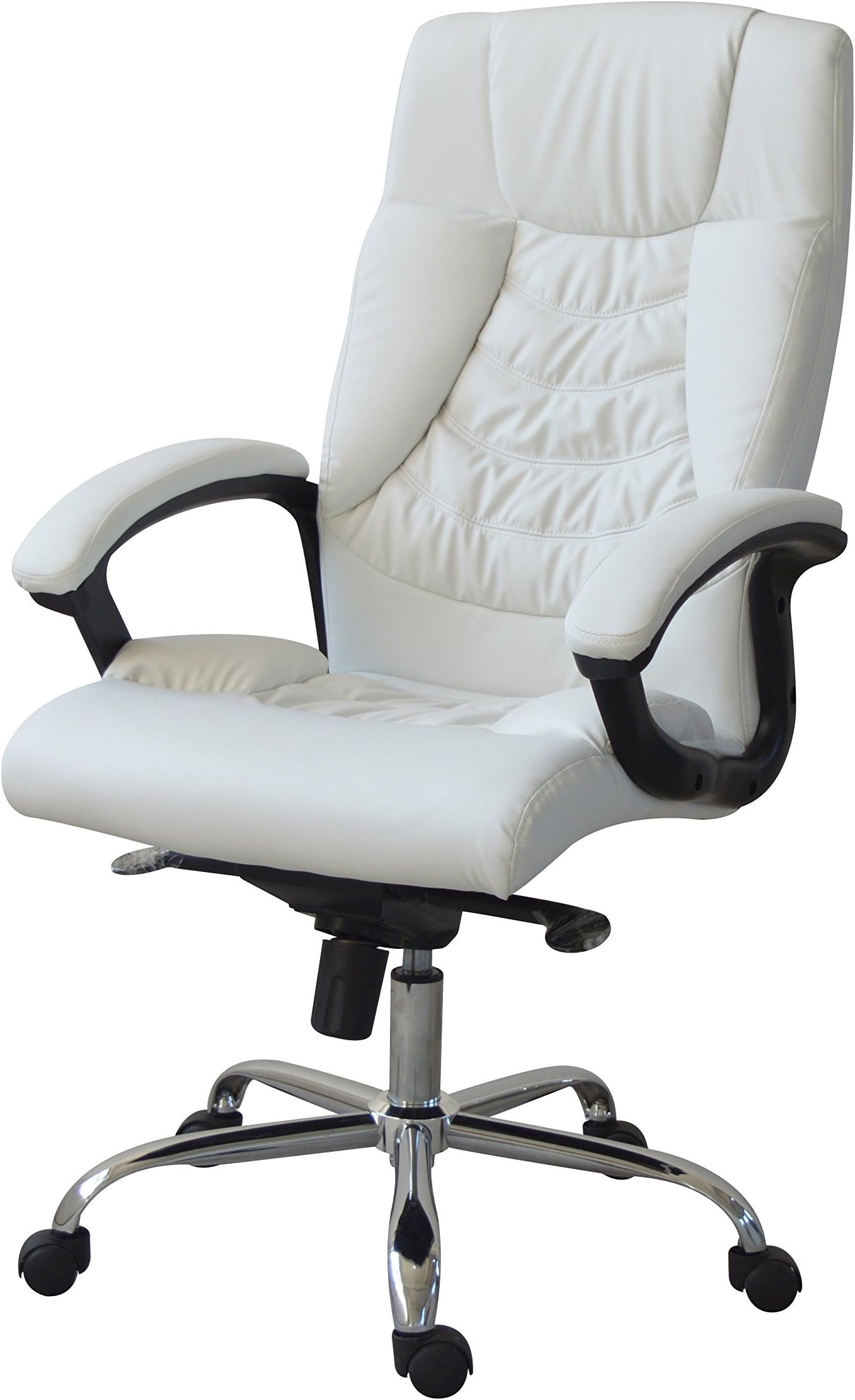 Executive Office Chair - With Synchro-Tilt Mechanism | Adjustable Height and Back | Maximum Comfort | Extra Padded Support | PU Leather | Task Chair or Computer Desk Chair | Ergonomic (white)
