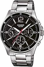 Casio Men Analog Quartz Watch avec Bracelet en acier inoxydable MTP-1374D-1, argent / noir, bracelet   
