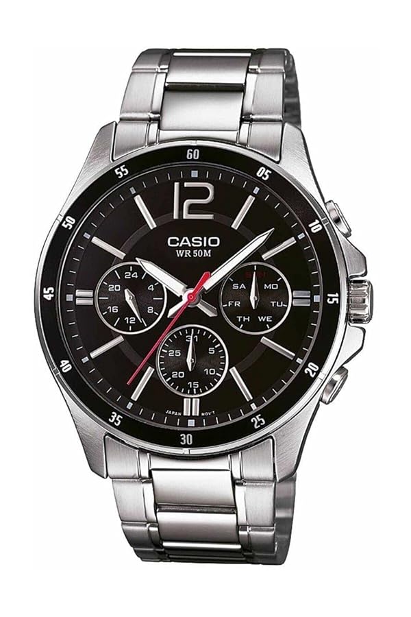 Casio Men Analog Quartz Watch with Stainless Steel Strap MTP-1374D-1, Silver/Black, Bracelet by Casio - Used condition - US$61.03
