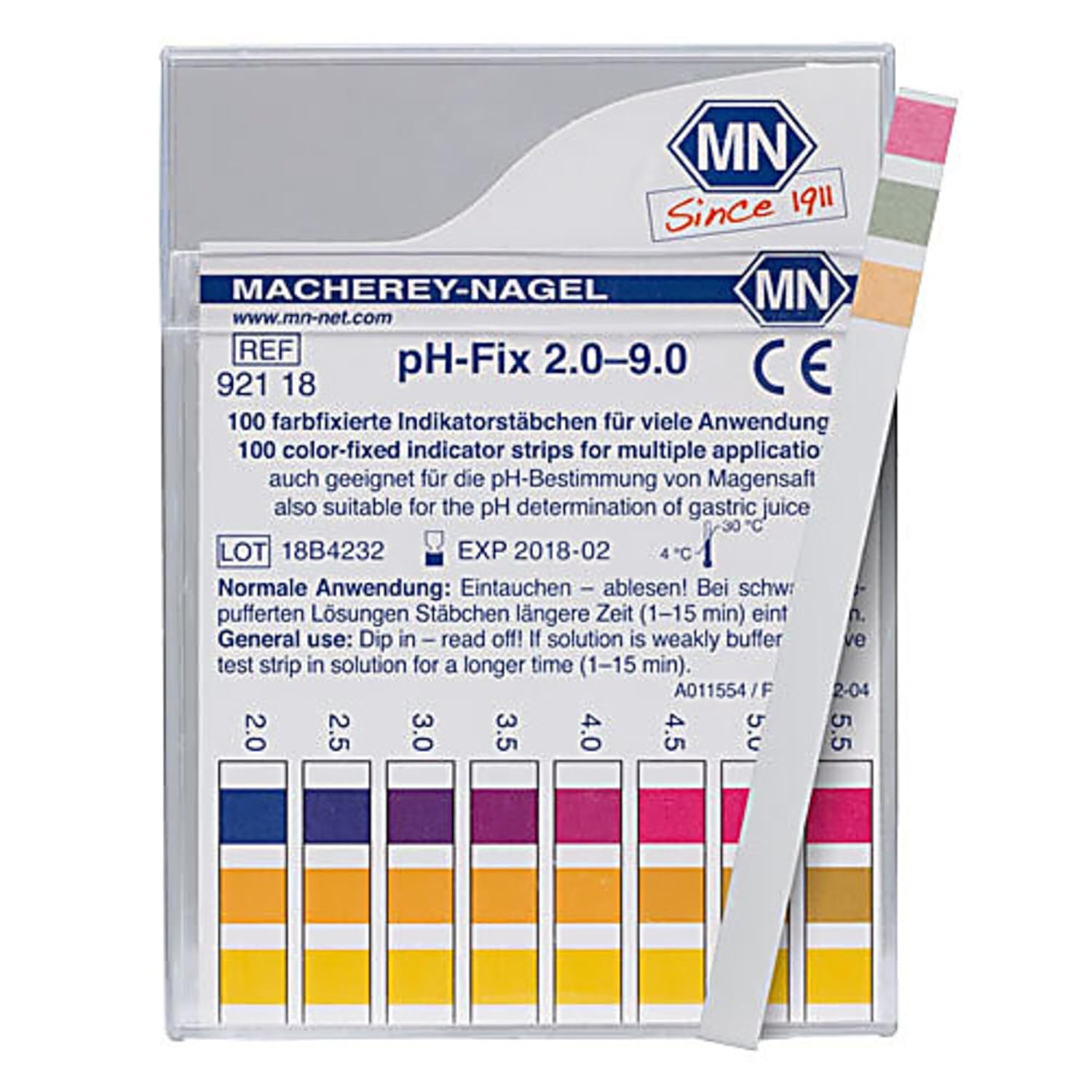 Macherey-Nagel, 92118, pH-Fix 2.0-9.0, Box of 100 Strips
