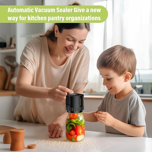 Miniatura 6 de Jelife - Sellador al vacío eléctrico para tarros Mason Jar - Kit de máquina de sellado al vacío para tarros de enlatado de boca ancha y boca regular