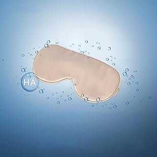 THXSILK Hyaluronic Acid Silk Sleep Mask, 100% Mulberry Silk HA Eye mask Blindfold for Full Night Sleep, Travel, Nap - Champagne