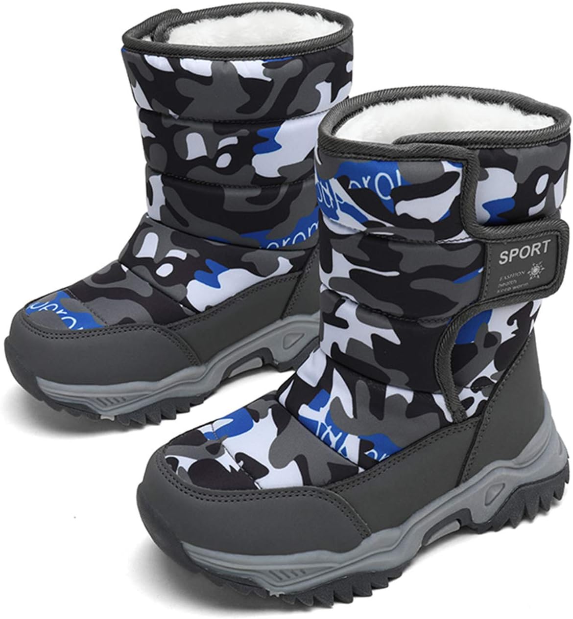 YUKTOPA Kids Boys Girls Outdoor Snow Boots Winter Fur Lined Warm Boots Walking Shoes