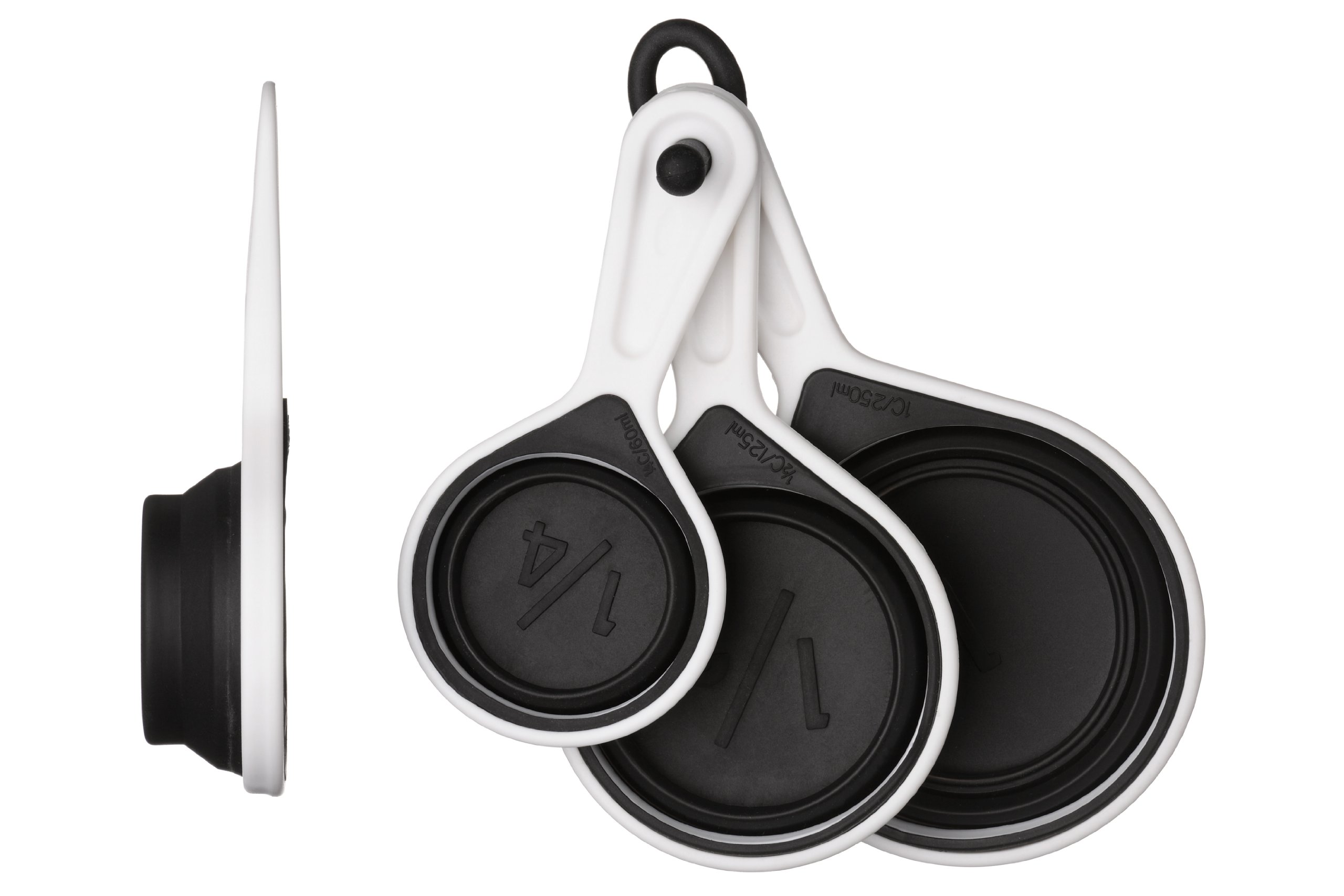 Orsina Durable Set Of Four Black Silicone Measuring CupsCollapsible Measuring CupFunctional Measuring Cup from B&Q