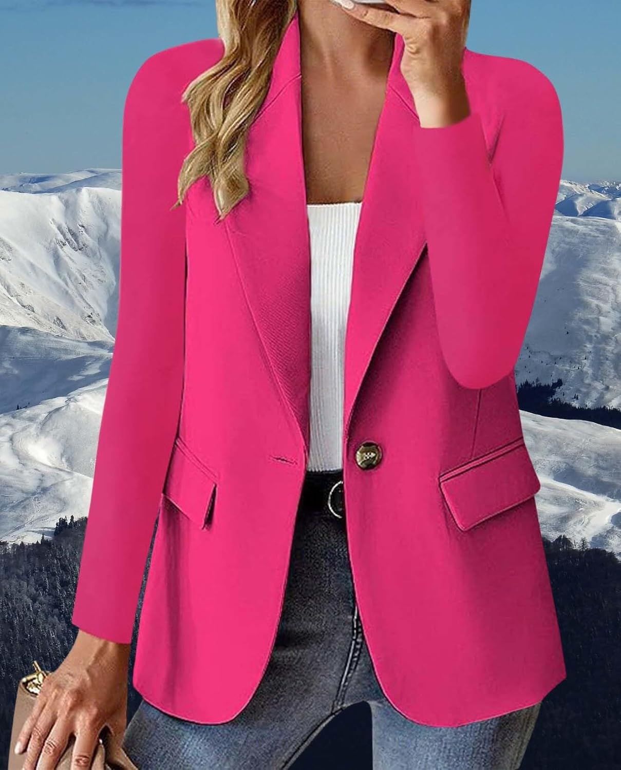 Blazers for Women Casual Long Sleeve Open Front Oversized Jackets Work Office Business Suit Blazer with Pockets