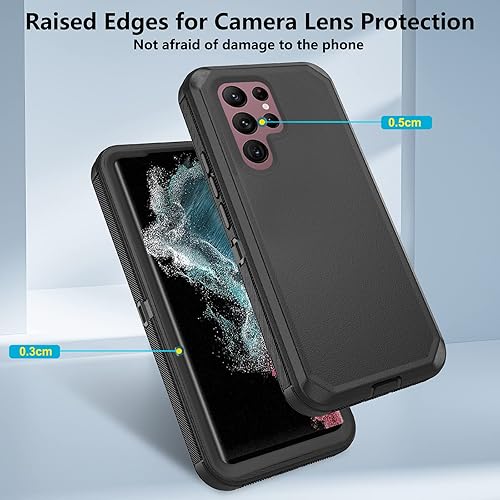 Miniatura 10 de Asuwish Funda de teléfono para Samsung Galaxy S22 Ultra 5G con protector de pantalla de vidrio templado y cubierta de celda híbrida a prueba de