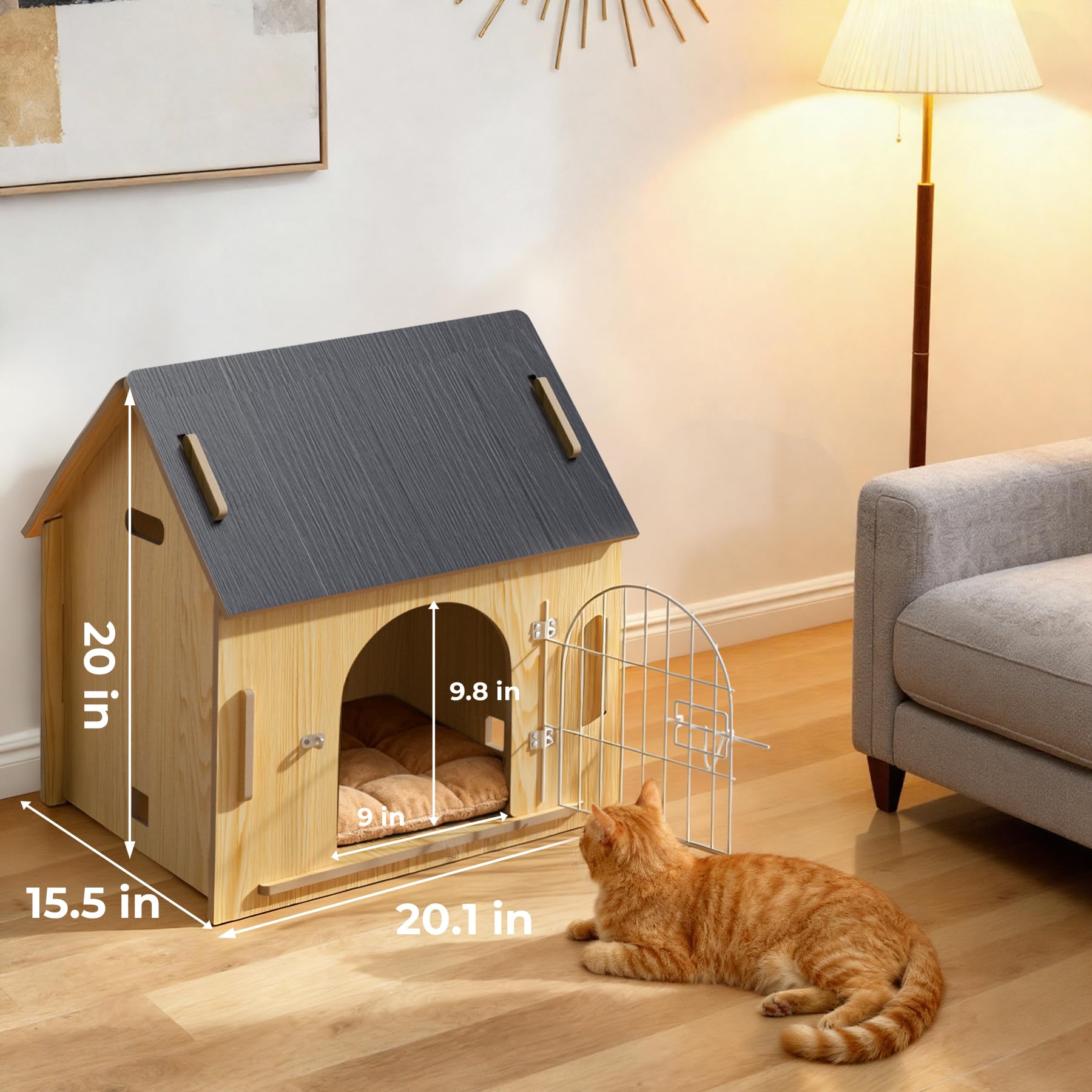 Kleine Hundehütte Holz Indoor Katzenhaus,XXL Hundehäuser Indoor Katzenhäuser Modern Innen Kleine Hundehütte mit Tür Innen Haustierhaus für kleine Hunde Warme Haustierhütte Hundehütte
