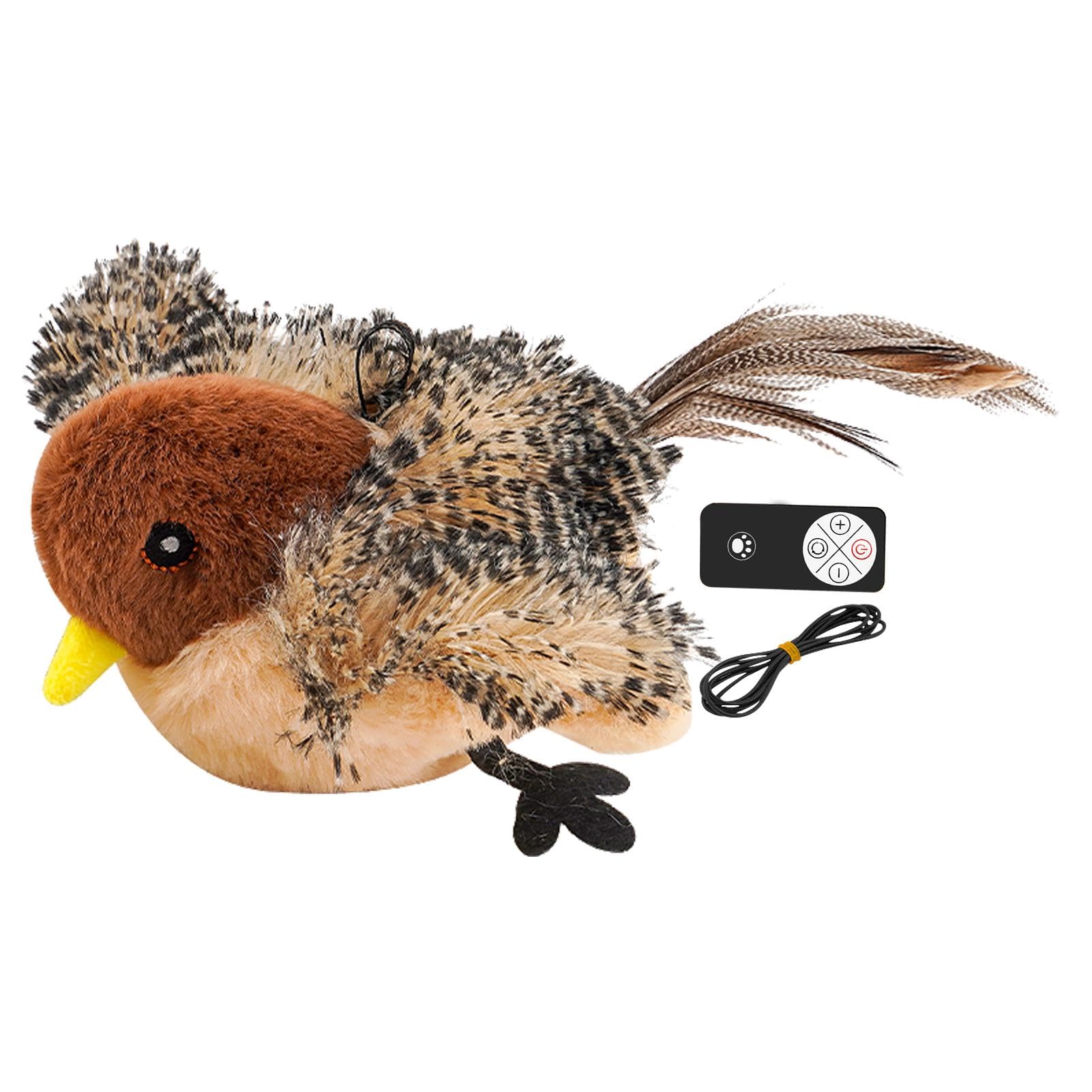 Interactive Bird Cat Toy - Crawling Rechargeable Plush Toy, Fluttering Bird Toy | USB Remote Control Bird Toy, Perfect for Indoor Cats, Fun Sounds and Moves to Entertain Your Pets