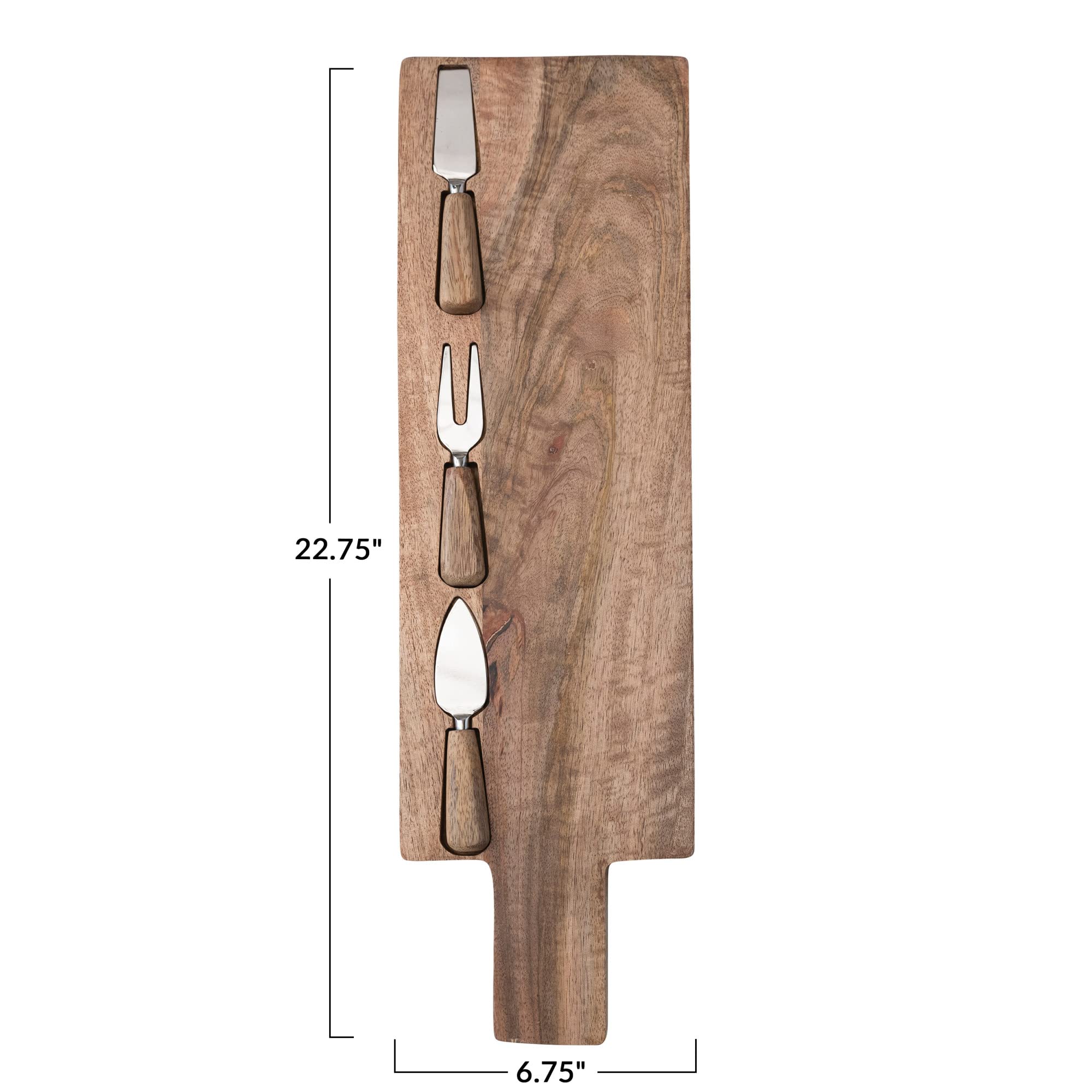 Mango Wood Serving Board with Cheese Utensils -4 Mango Wood Serving Board with Cheese Utensils -4