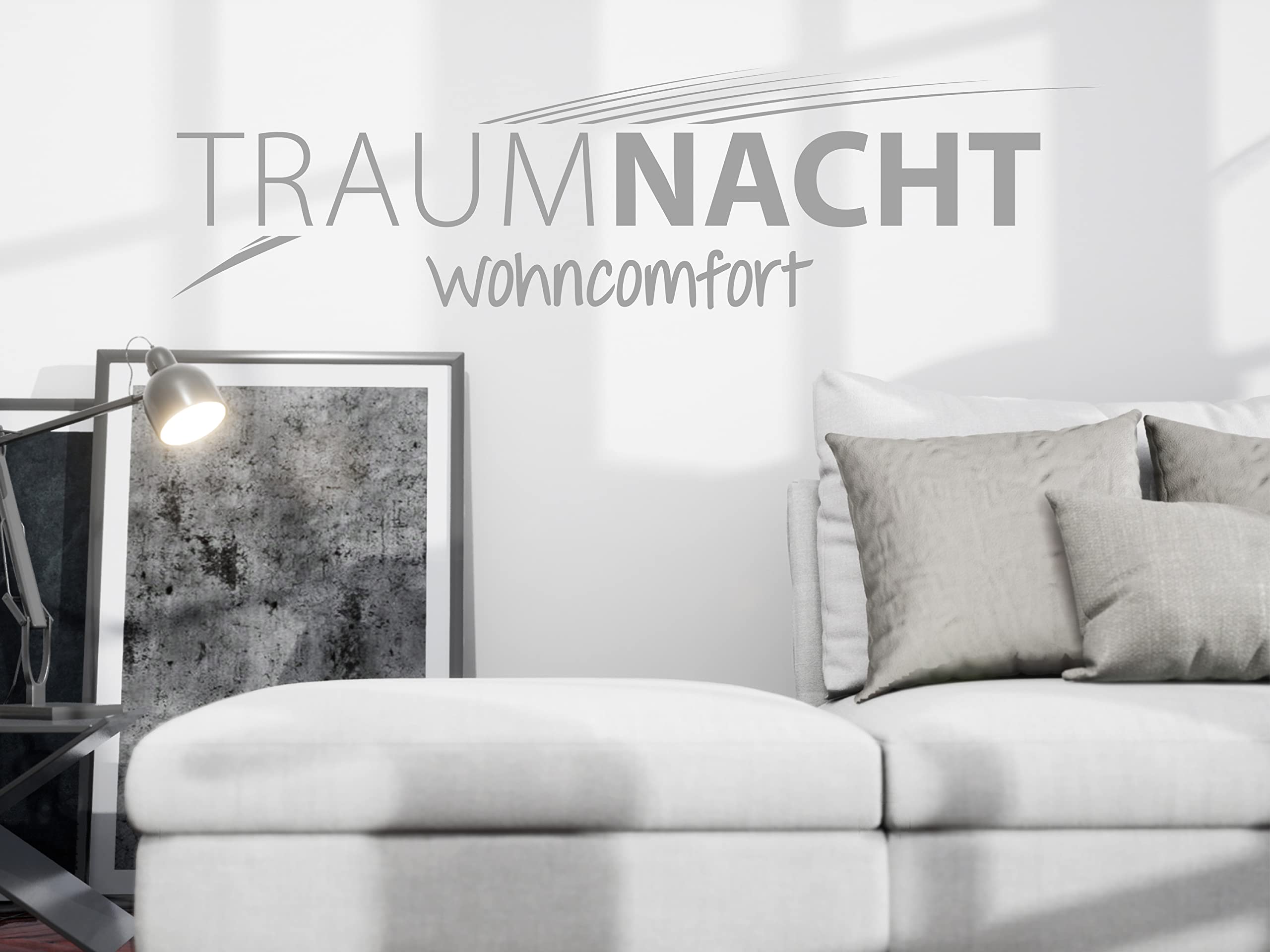 Traumnacht bequemer und moderner Fusshocker mit Holzfüßen in Grau, Öko-Tex Zertifiziert, produziert nach deutschem Qualitätsstandard, Steingrau, 61x41x42