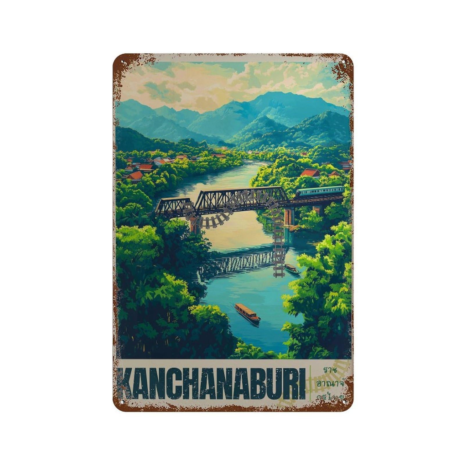 xiaoxiaoshen Kanchanaburi Travel Thailand River Kwai (2) Wall Decor Art Metal Tin Poster Modern Home Decor Art Home Bar Shop Decorations Vintage Sign 30x20cm