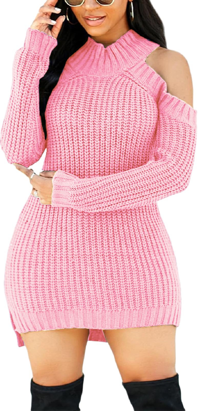 Sweater Dresses for Women Casual Sexy Off Shoulder Long Sleeve Knit Pullover Winter Pullover Dress