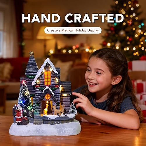 Miniatura 2 de Casa de pueblo navideño, edificios coleccionables con 8 canciones y luces LED, regalo festivo para coleccionistas, familias