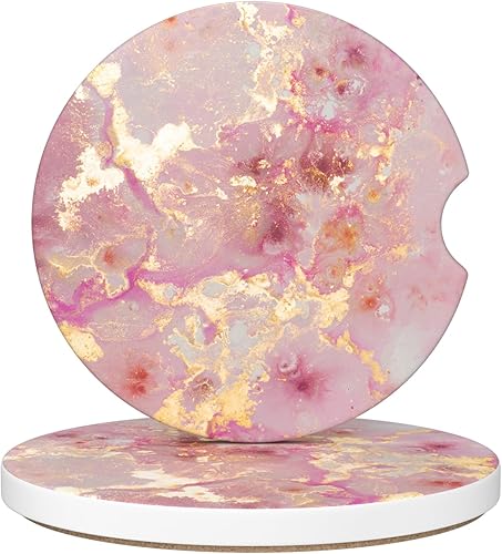 Miniatura 18 de Portavasos para automóvil, posavasos para portavasos de automóvil, paquete de 2 unidades, insertos antideslizantes universales de cerámica Amor,Hoja