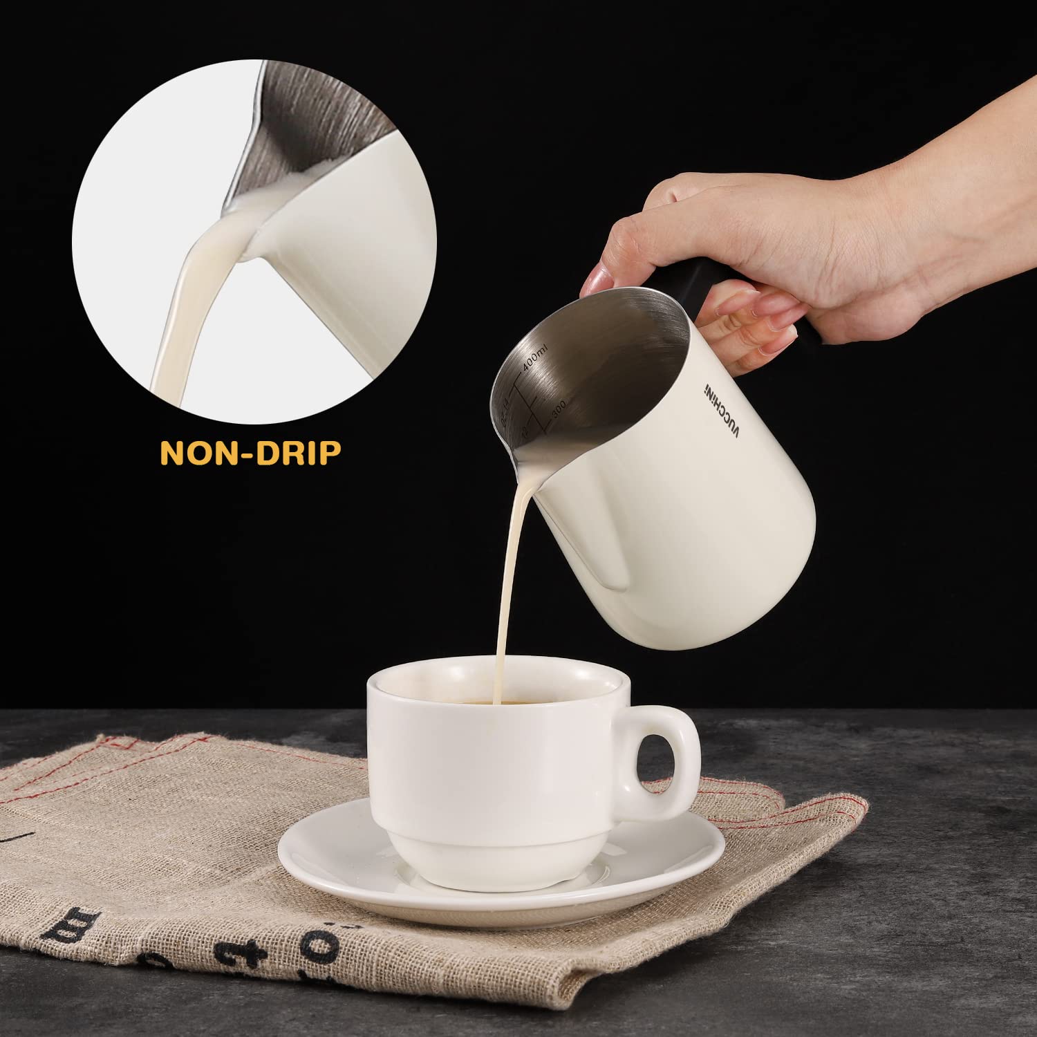 Bricco Latte Acciaio Inox 1,5 Litri - Perfetto Per Cappuccino E Schiuma Latte