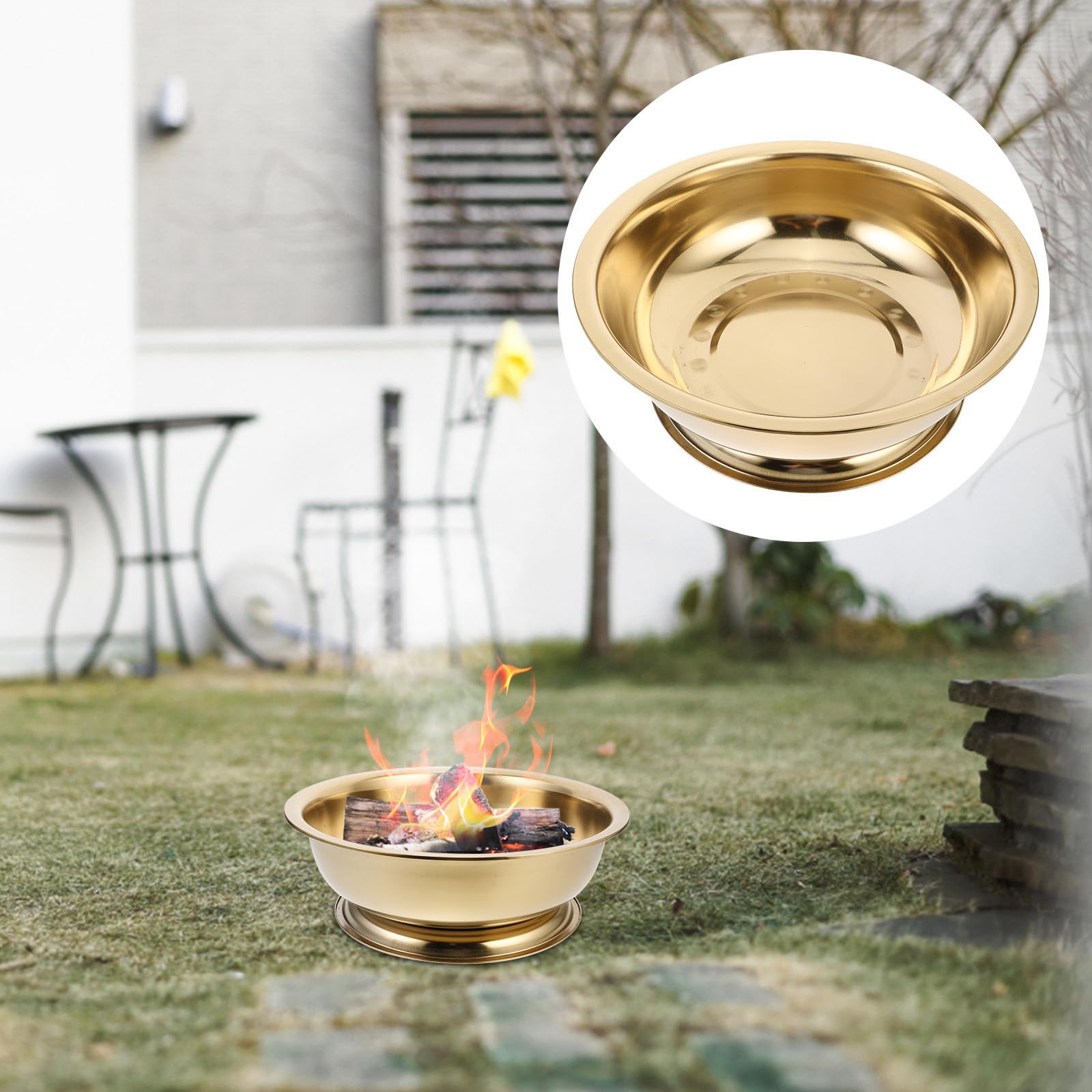 PLAFOPE Braciere Elegante e Funzionale Grande Capacità in Ferro Oro e Design Spazioso Versatile per Rituali Familiari e Patio