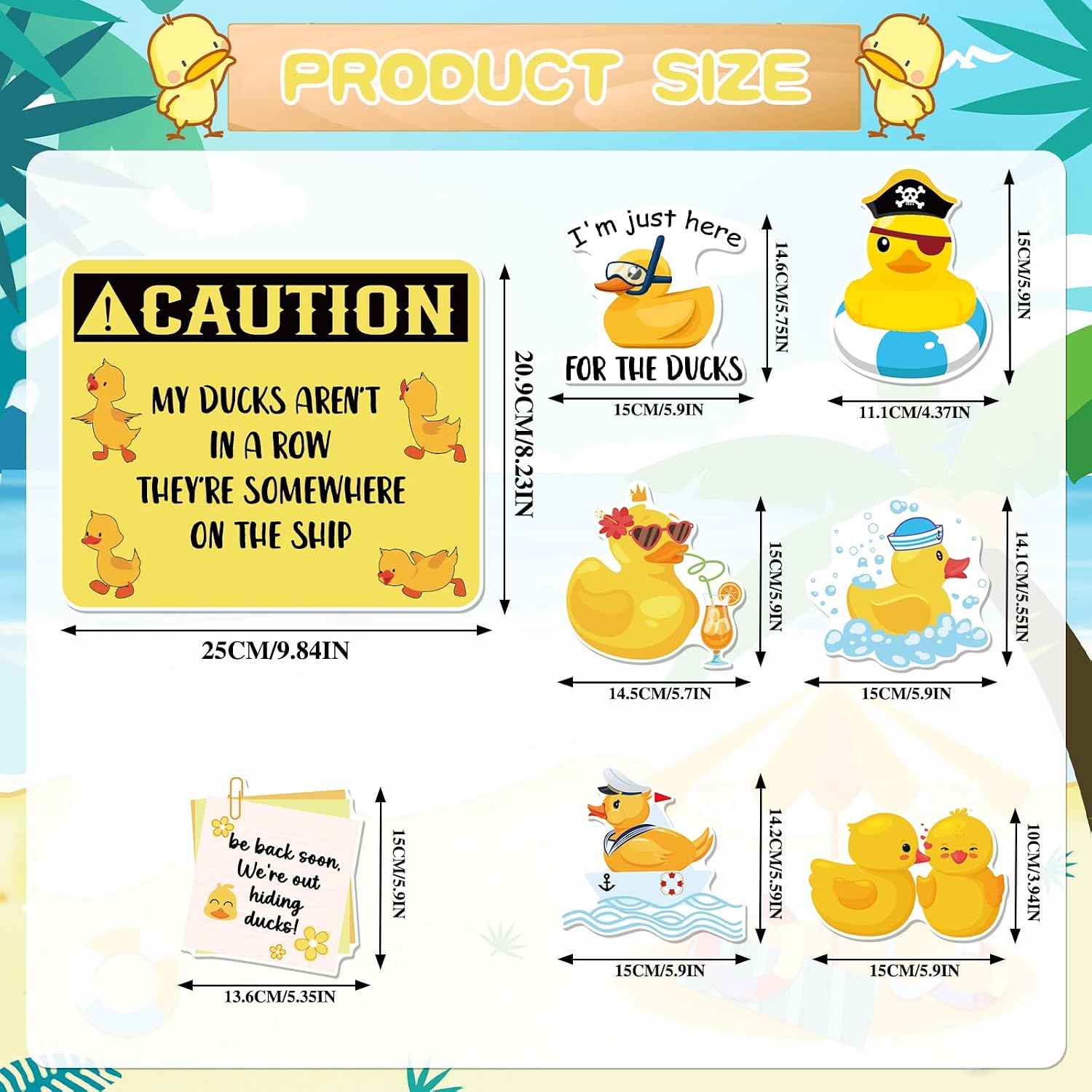 8 Pcs Funny Ducks Cruise Ship Door Magnets Decorations Magnetic