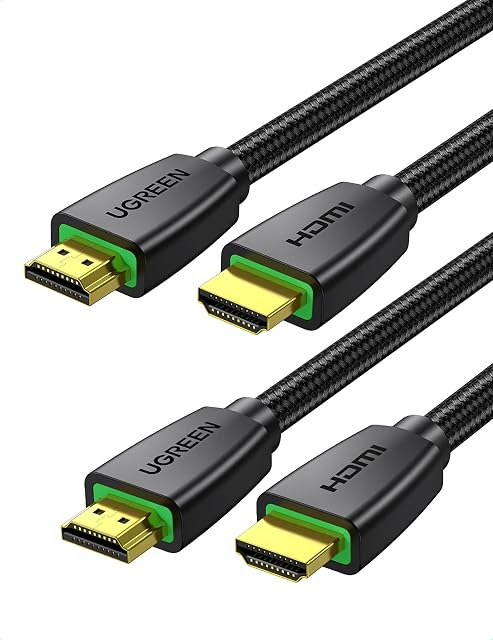 UGREEN 4K HDMI Cable, 2 Pack High Speed 4K@60Hz HDMI 2.0 Cable Support UHD ARC 3D 18Gbps Ethernet, HDMI Lead Compatible with PS5, PS4, Xbox Series X, DVD Player, Blu-ray, TV, Soundbar, Monitor (2M)