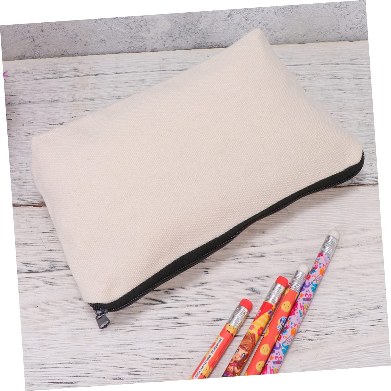 STOBOK 20piezas Bolsa De Lona Beige Cremallera para Lápices y Monedas Organizador Multiusos para Oficina y Escuela