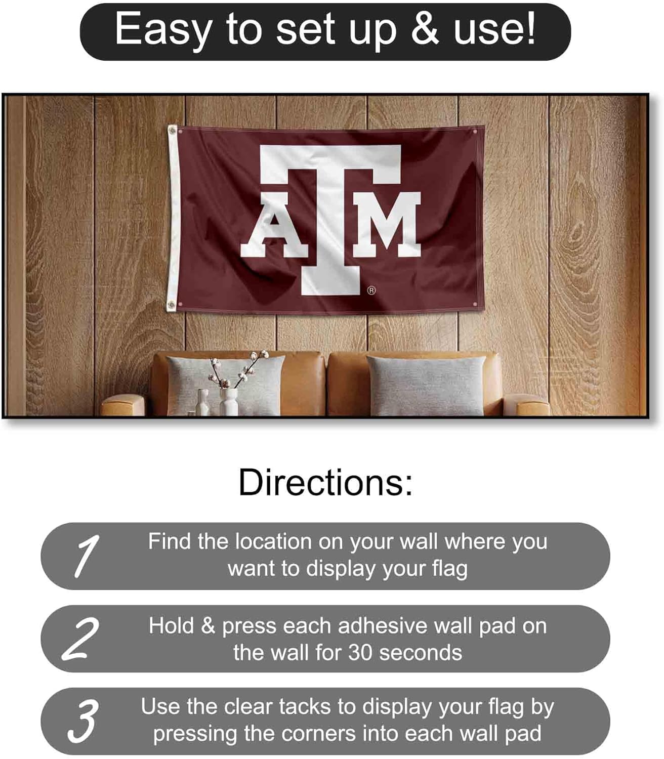 Texas A&M Aggies Banner and Tapestry Wall Tack Pads - Image 4