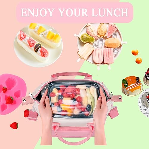 Miniatura 7 de Lonchera estética para mujeres, bolsa de almuerzo aislada para mujeres jóvenes, bolsa de almuerzo universitaria, accesorios escolares