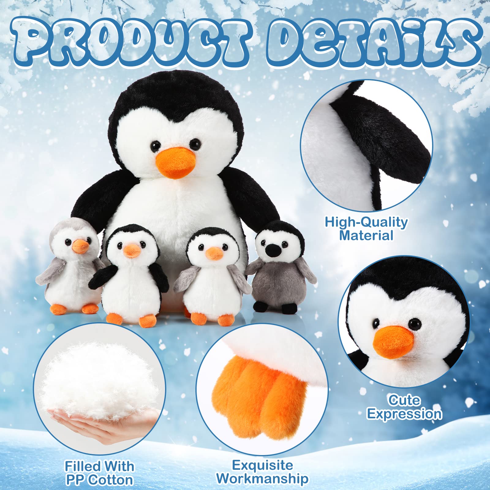 LICHENGTAI Peluche Pinguino 25/45 Cm - Morbido Cuscino Giocattolo Per Bambini - Stili Carota, Anguria E Altri