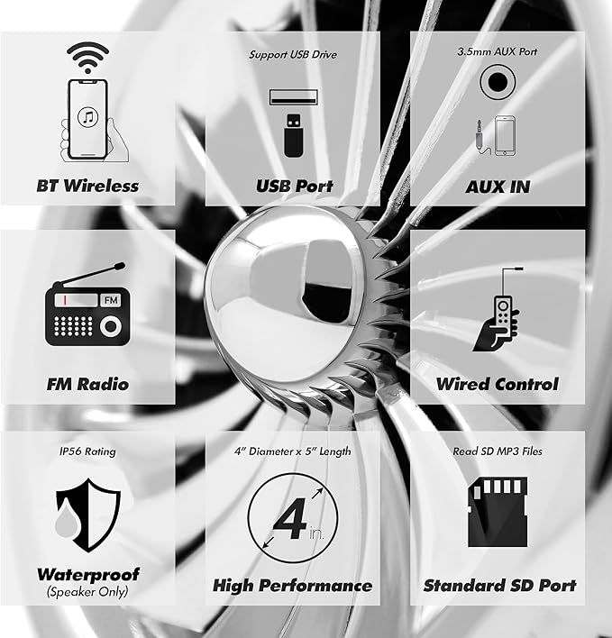 Parlantes GoHawk para Moto Bluetooth 4 Pulgadas 1000W Impermeables miniatura 2