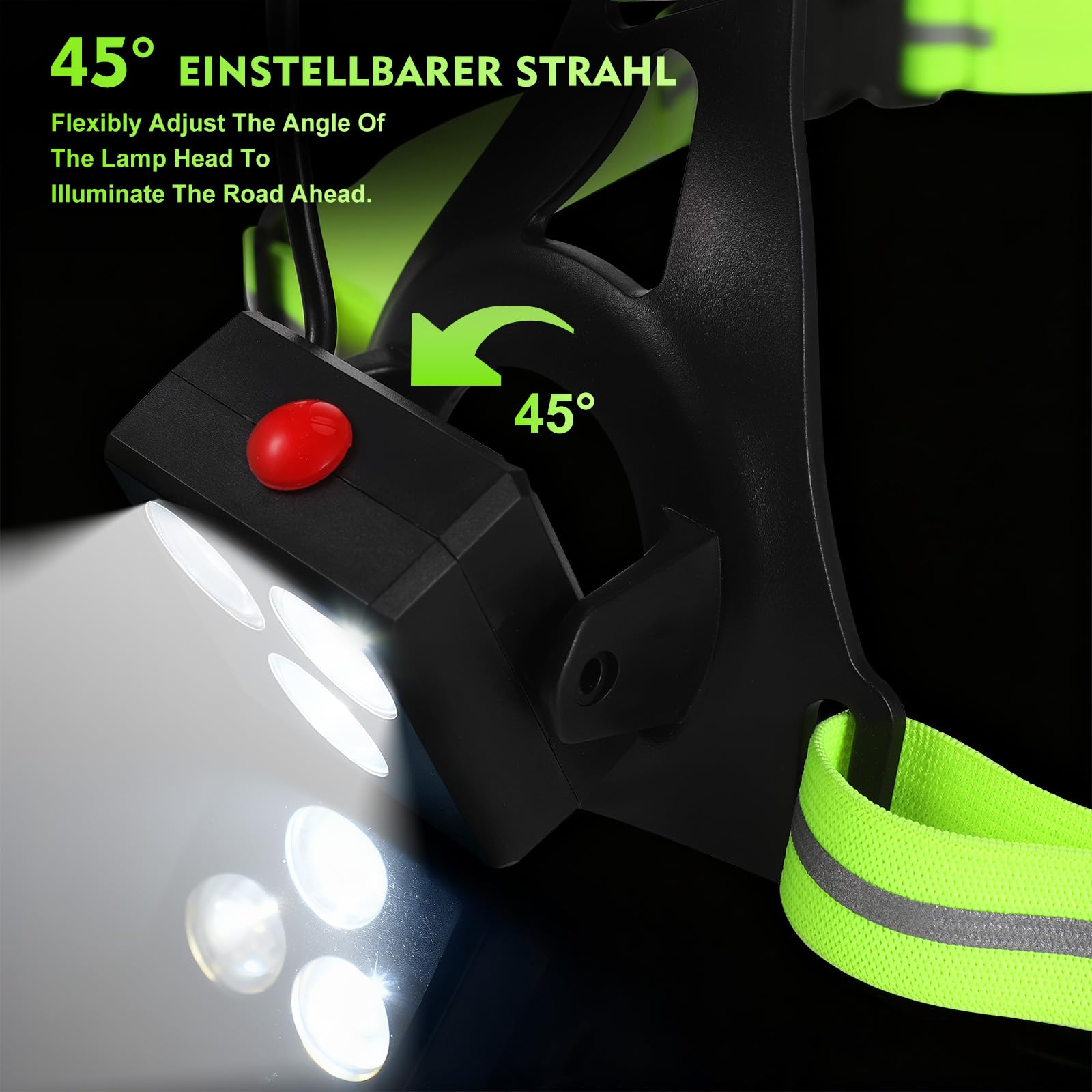 Lampe De Course LED 500 Lumens Avec 2 Réflecteurs Et Bandes Réfléchissantes - 5 Modes, Rechargeable USB, Étanche IP65, Angle 65°