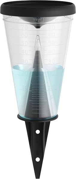 TFA Dostmann Regenmesser, 47.1008, wetterbeständig, mit Verdunstungsschutz, ideal für den Garten, Landwirtschaft oder Terrasse, robust, schwarz, L 122 x B 122 x H 305 mm - 2