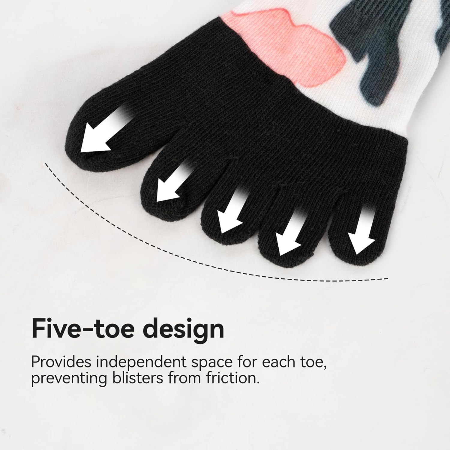 VividPrint 5-Toe Socks (3 Pairs) – Stylish Crew Socks for Women & Men, Breathable & Supportive - Image 5
