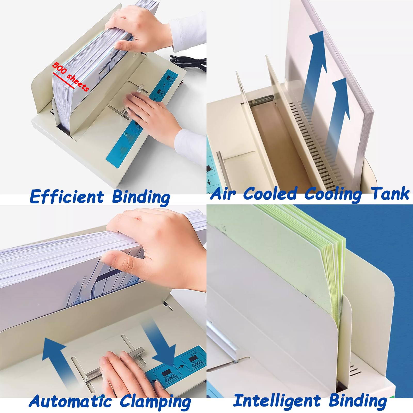 Machine à Relier Thermique A4, Machine à Relier électrique thermofusible A4 avec épaisseur de Reliure maximale de 50 mm, Reliure Rapide en 2 Minute pour(Size:38*24*18.3cm/14.96*9.45*7.2in,Color:crème)