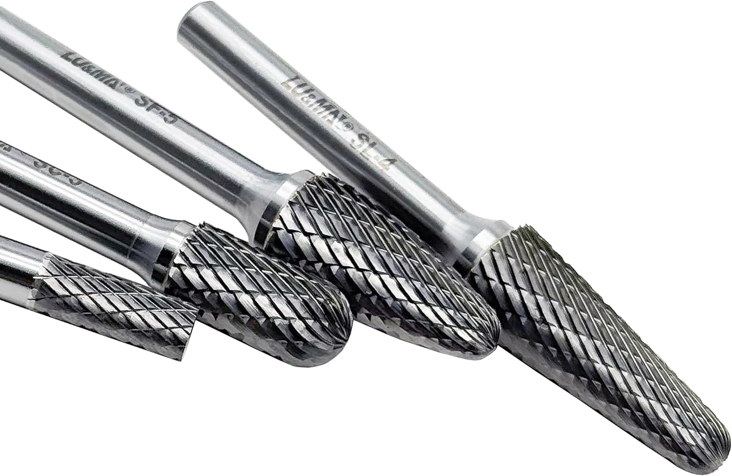 LU&MN Tungsten Carbide Double Cut Rotary Burrs File Set,4 Pieces L-4,F-5,C-3,A-1 (L-4,F-5,C-3,A-1)