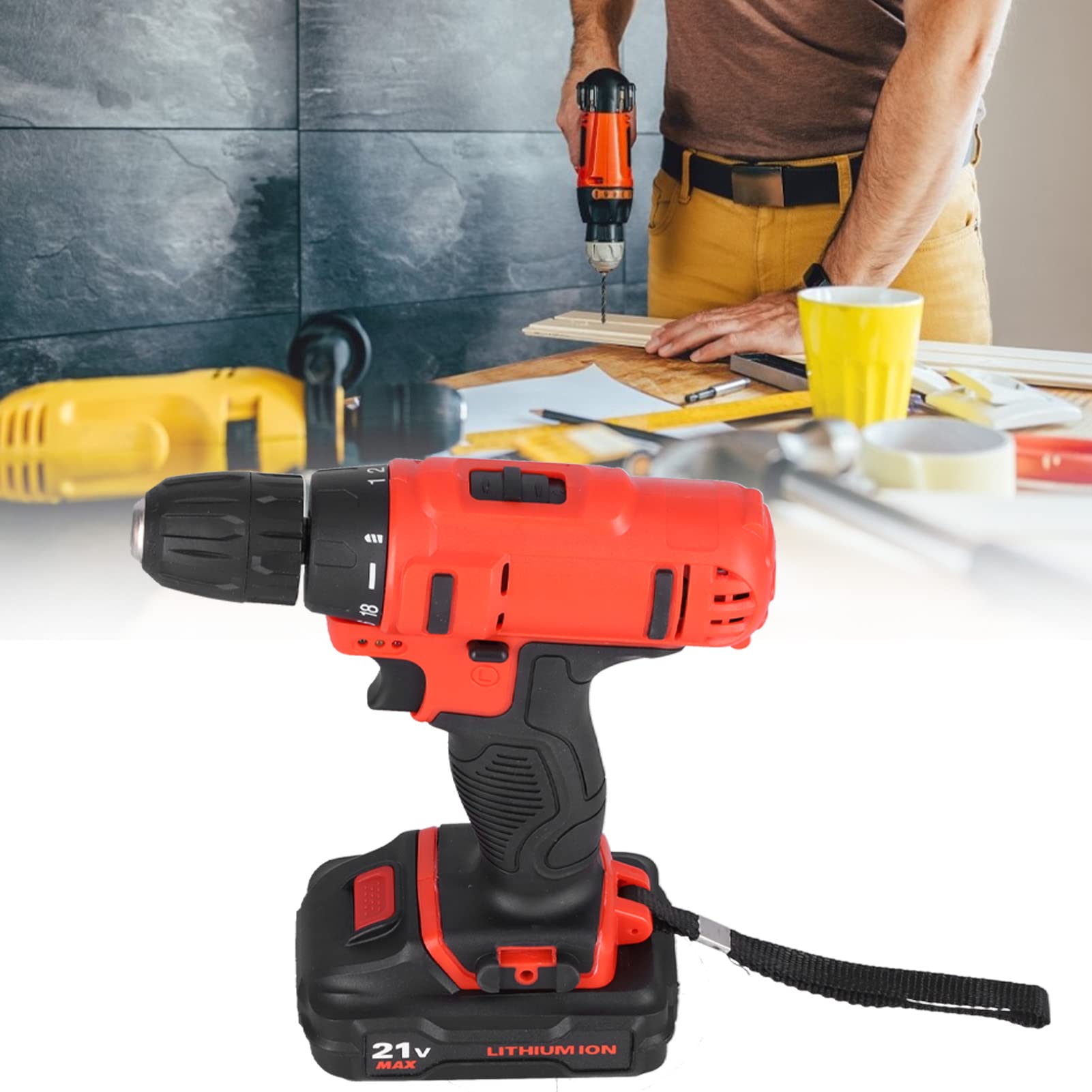 Garosa Kit Trapano Avvitatore a Batteria, 21V Ioni di Litio a 2 Velocità