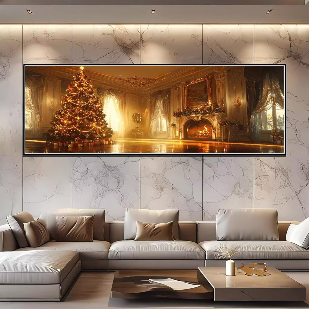 Noël Peinture Diamant Adulte, 5D DIY L'Arbre Noël Diamond Painting Adulte, Diamond Painting Strass Point de Croix Cristal Art Kit Broderie Diamant, Diamond-painting Grand pour Maison 200x80cm J-35